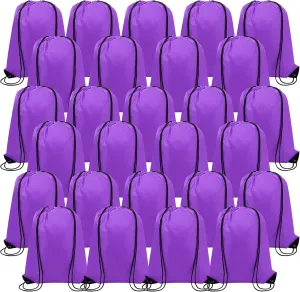 100 Pieces Drawstring Backpack Bags Bulk Back Sack String Bags Cinch Storage Bags for Gym School Travel DIY Gifts (Purple)
