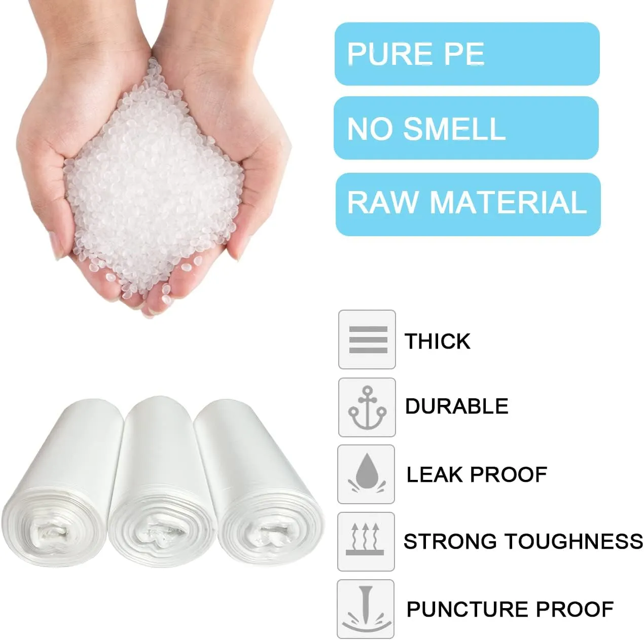 1.2 Gallon Small Trash Bags, 4.5 Liter Trash Can Liners Garbage Bags Wastebaskets Liners for Bathroom, 150 Counts Clear Bags