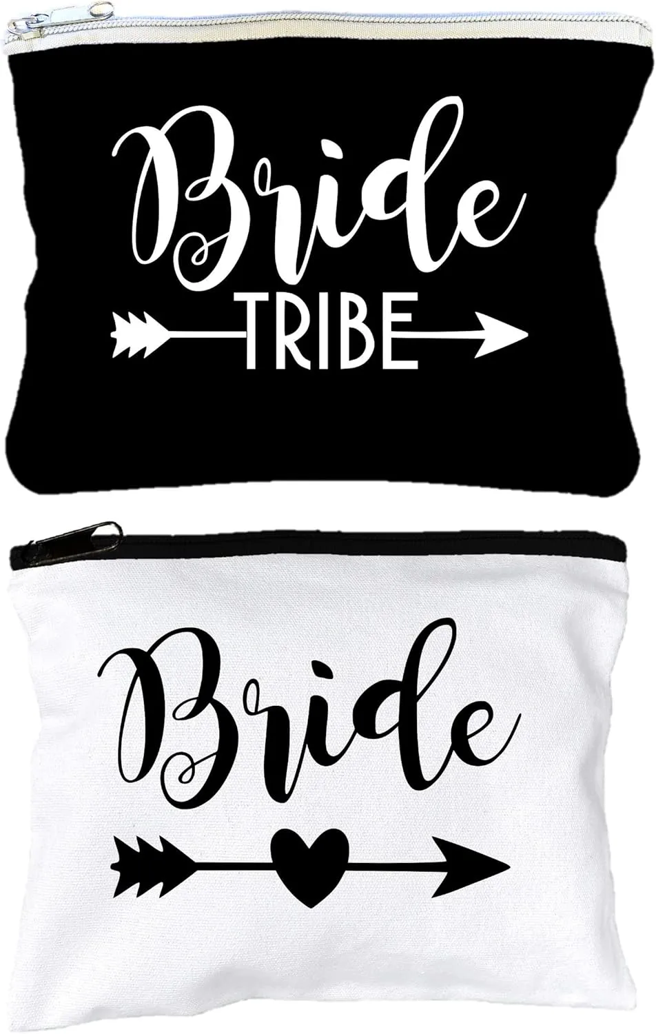 12 PACK SET   1 BRIDE BAG Premium Natural Cotton Canvas Makeup Bag- Bridesmaids Gifts for the Bachelorette Party or Bridal Shower