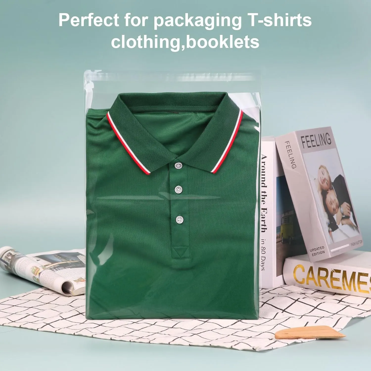 13x18 inch 20Pcs Clear Cellophane Bags Clothing Bag Self Adhesive Resealable Sealing Plastic Cello for Clothes, Gifts, Crafts Small Business Packaging
