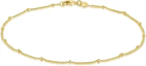 14K Gold Waterproof Anklets for Women and Men Charm Ankle Bracelets Jewelry for Everyday Wear Sizes 9-11 Inches