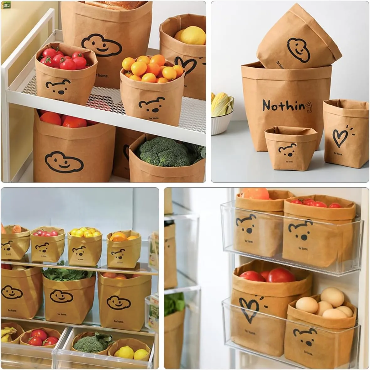 1Pc Paper Storage Bag Creative Packing Bag for School Travel Design with Bottom Khaki Color