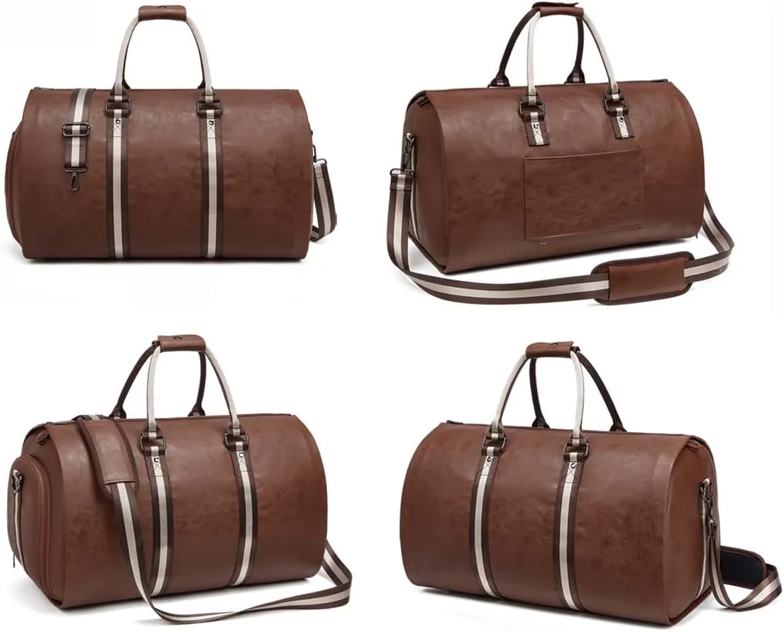 2-in-1 Travel Garment Bag Duffel/Hanging Carry on Travel Case, Convertible Foldable Garment Duffle Suit Travel Bag (Brown,50 * 28 * 30cm)