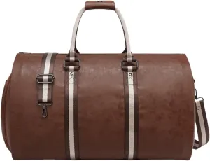 2-in-1 Travel Garment Bag Duffel/Hanging Carry on Travel Case, Convertible Foldable Garment Duffle Suit Travel Bag (Brown,50 * 28 * 30cm)