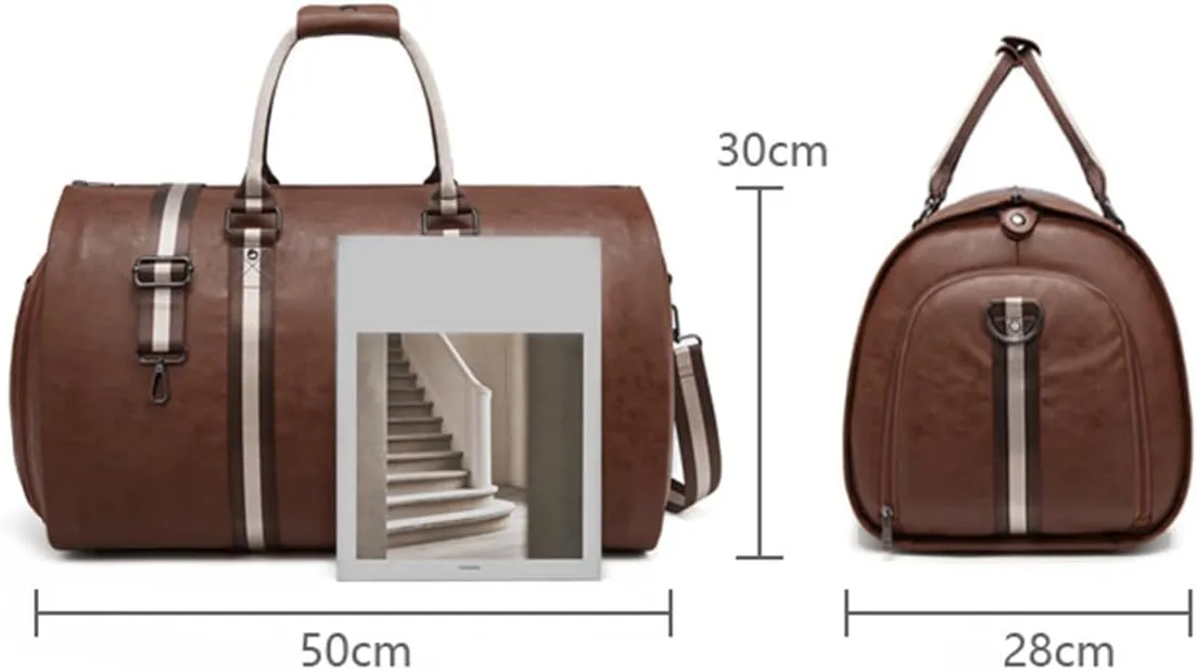 2-in-1 Travel Garment Bag Duffel/Hanging Carry on Travel Case, Convertible Foldable Garment Duffle Suit Travel Bag (Brown,50 * 28 * 30cm)