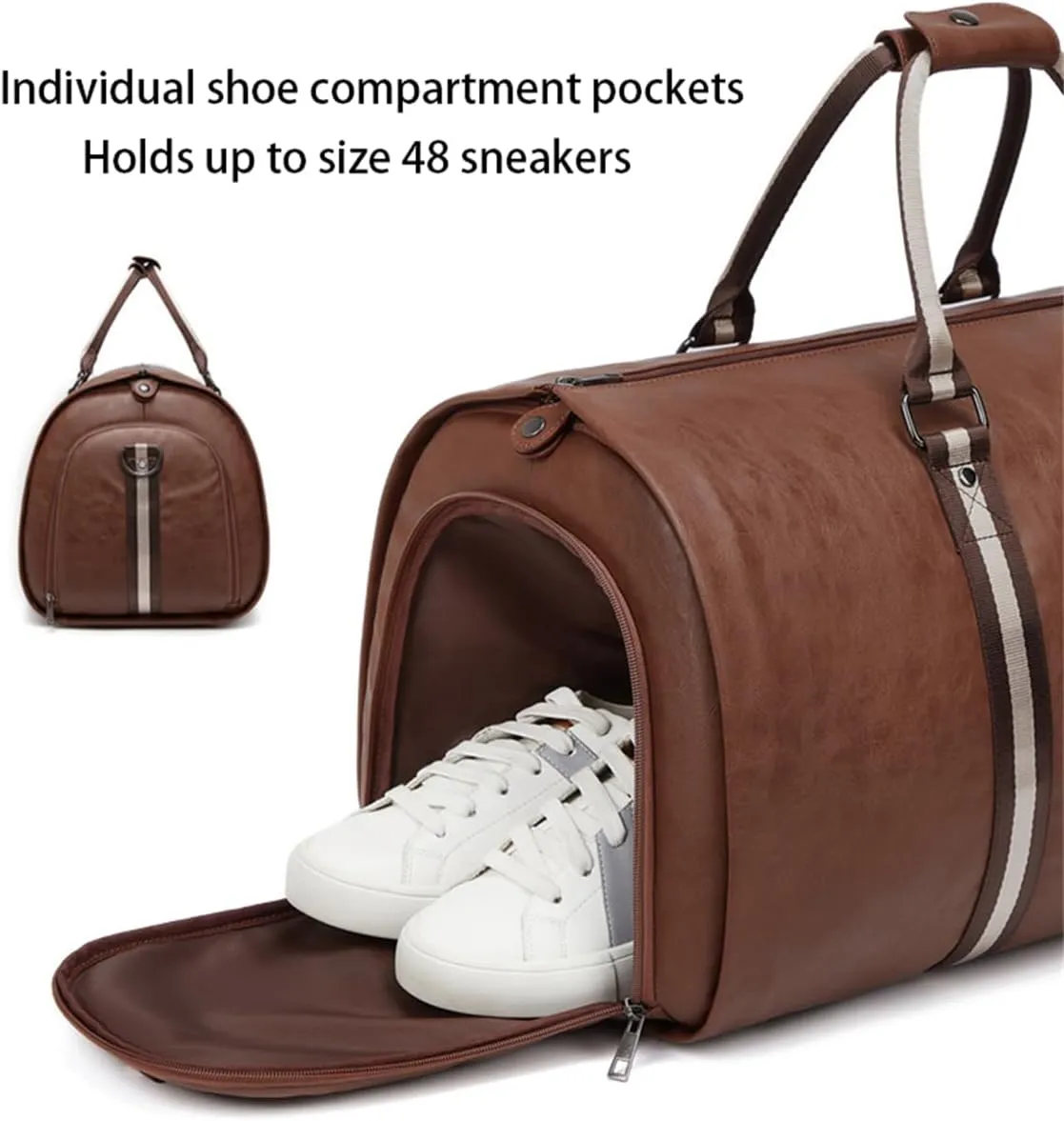 2-in-1 Travel Garment Bag Duffel/Hanging Carry on Travel Case, Convertible Foldable Garment Duffle Suit Travel Bag (Brown,50 * 28 * 30cm)