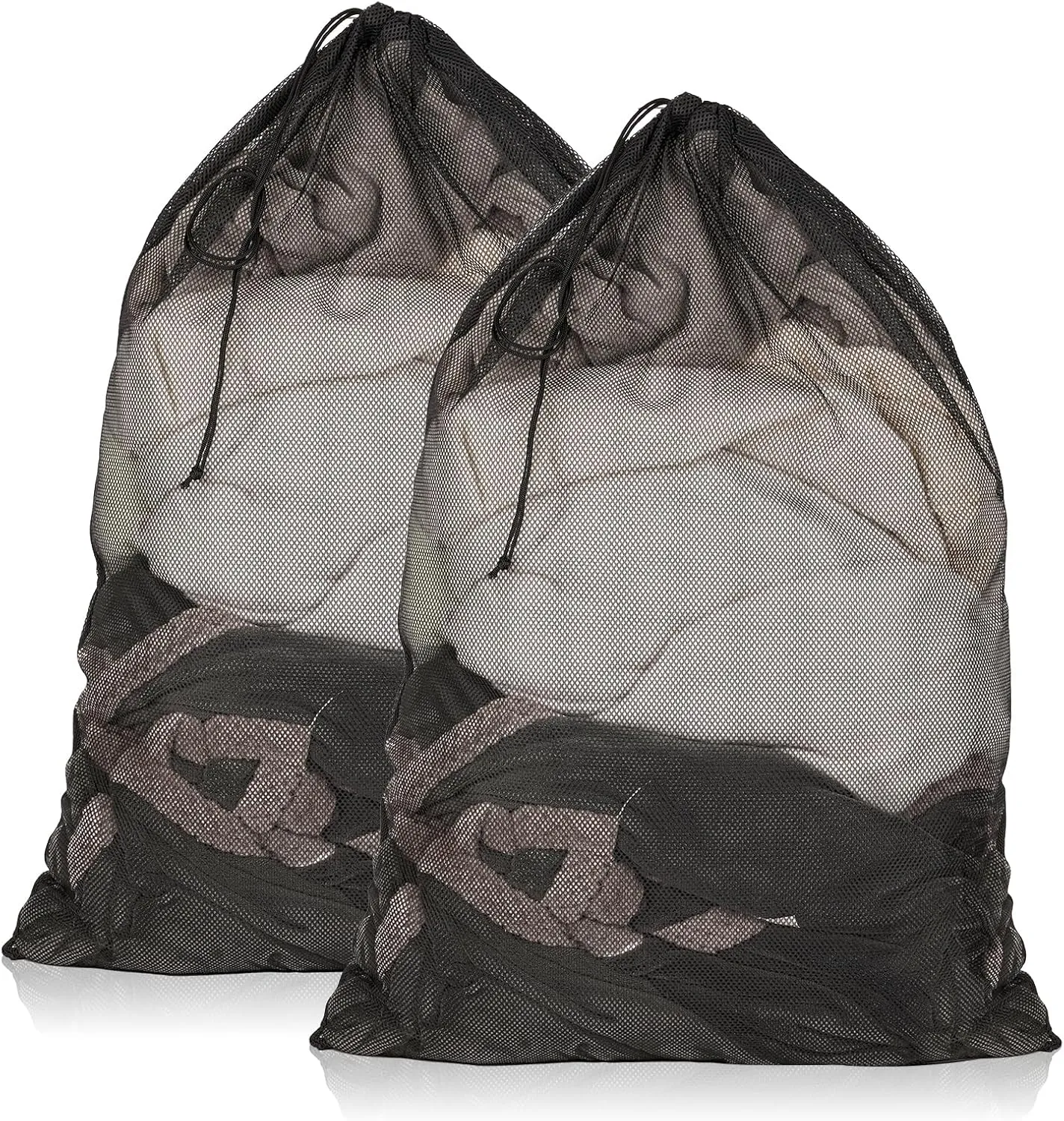 2 Pack Mesh Laundry Bags, 23 x 34 Inches Heavy Duty Mesh Laundry Bag, Large Laundry Drawstring Bag for College, Dorm, Travel, Family and Apartment Dwellers, Black