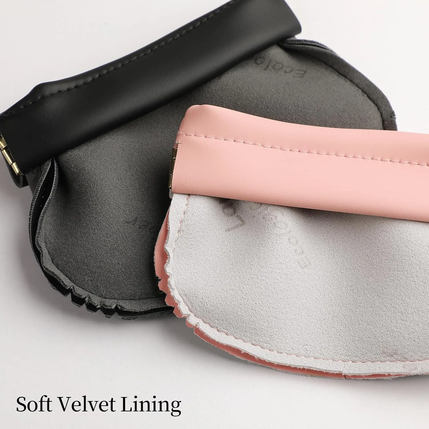 2 PCS Small Cosmetic Bag for Purse, Organosilicon Super Fiber Leather Mini Makeup Bag Coin Purse for Women, Snap Closure Travel Makeup Pouch for Lipstick Jewelry Key Change (Black)