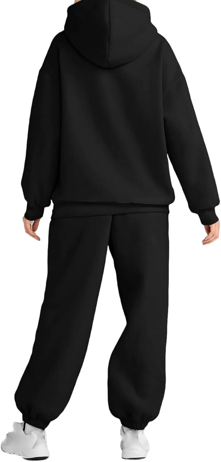 2 Piece Outfits for Women Lounge Hoodie Sweatsuit Sets Oversized Hooded Sweatshirt Fall Winter Sweatpants Tracksuit