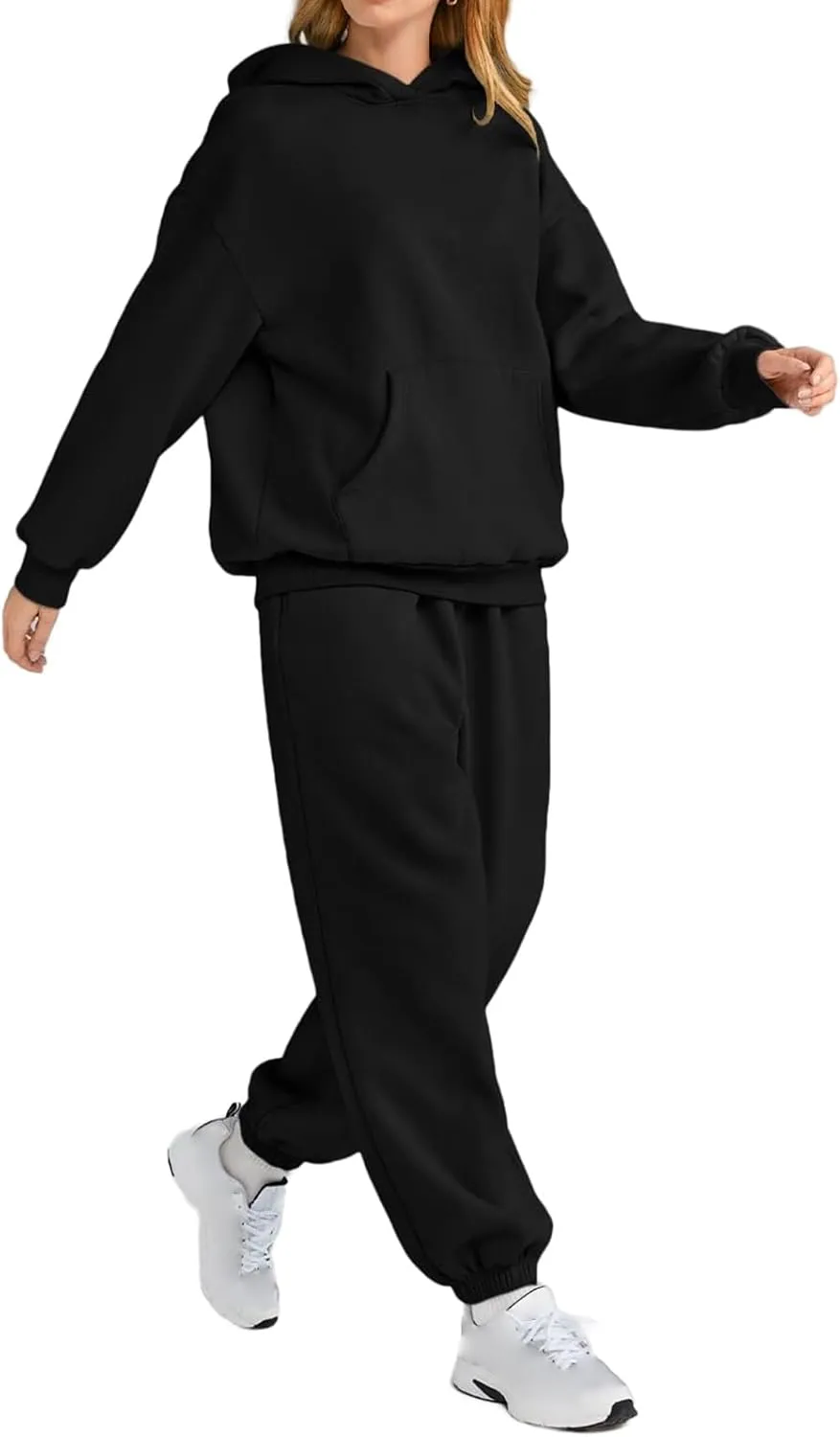 2 Piece Outfits for Women Lounge Hoodie Sweatsuit Sets Oversized Hooded Sweatshirt Fall Winter Sweatpants Tracksuit