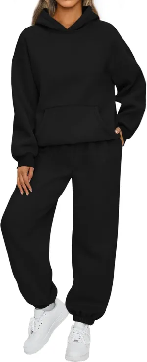2 Piece Outfits for Women Lounge Hoodie Sweatsuit Sets Oversized Hooded Sweatshirt Fall Winter Sweatpants Tracksuit