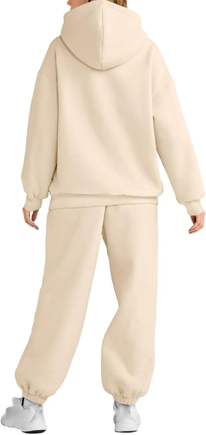 2 Piece Outfits for Women Lounge Hoodie Sweatsuit Sets Oversized Hooded Sweatshirt Fall Winter Sweatpants Tracksuit