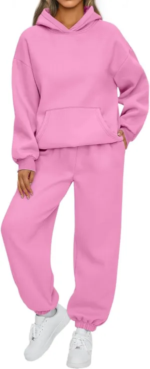 2 Piece Outfits for Women Lounge Hoodie Sweatsuit Sets Oversized Hooded Sweatshirt Fall Winter Sweatpants Tracksuit