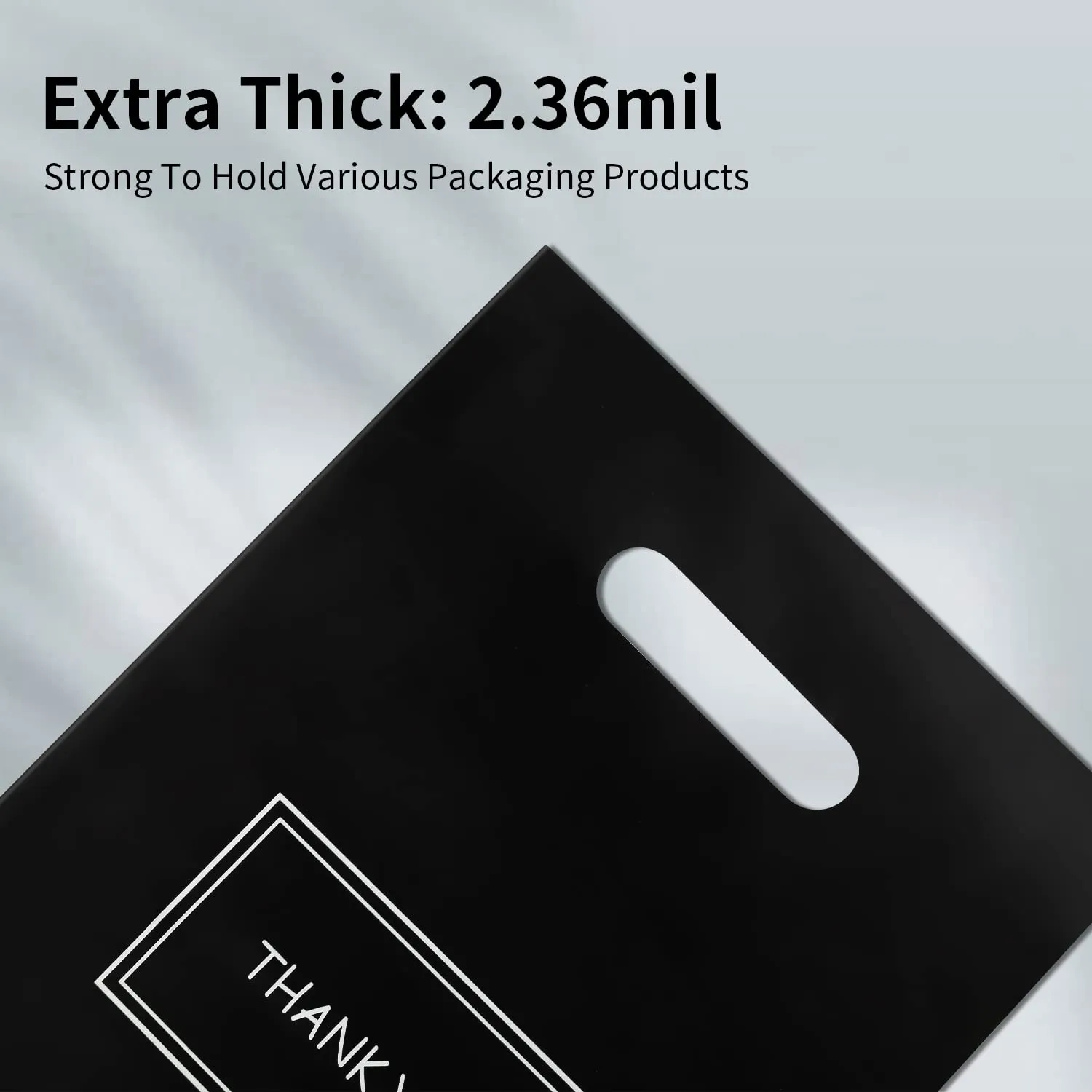 200Pcs Thank You Bags, Black Retail Merchandise Bags Bulk 9x10 and 12x15, Plastic Shopping Boutique Bags 2.36Mil Reusable for Goodie Bags,Boutique, Party Gift, Clothes (Black)