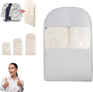 2025 Space Saving Hanging Garment Bag with Self Compression Zipper, Ultra Space Saving Self Compression Hanging Organizer & Protector, Coat Storage Bag Hanging (Gray, M)