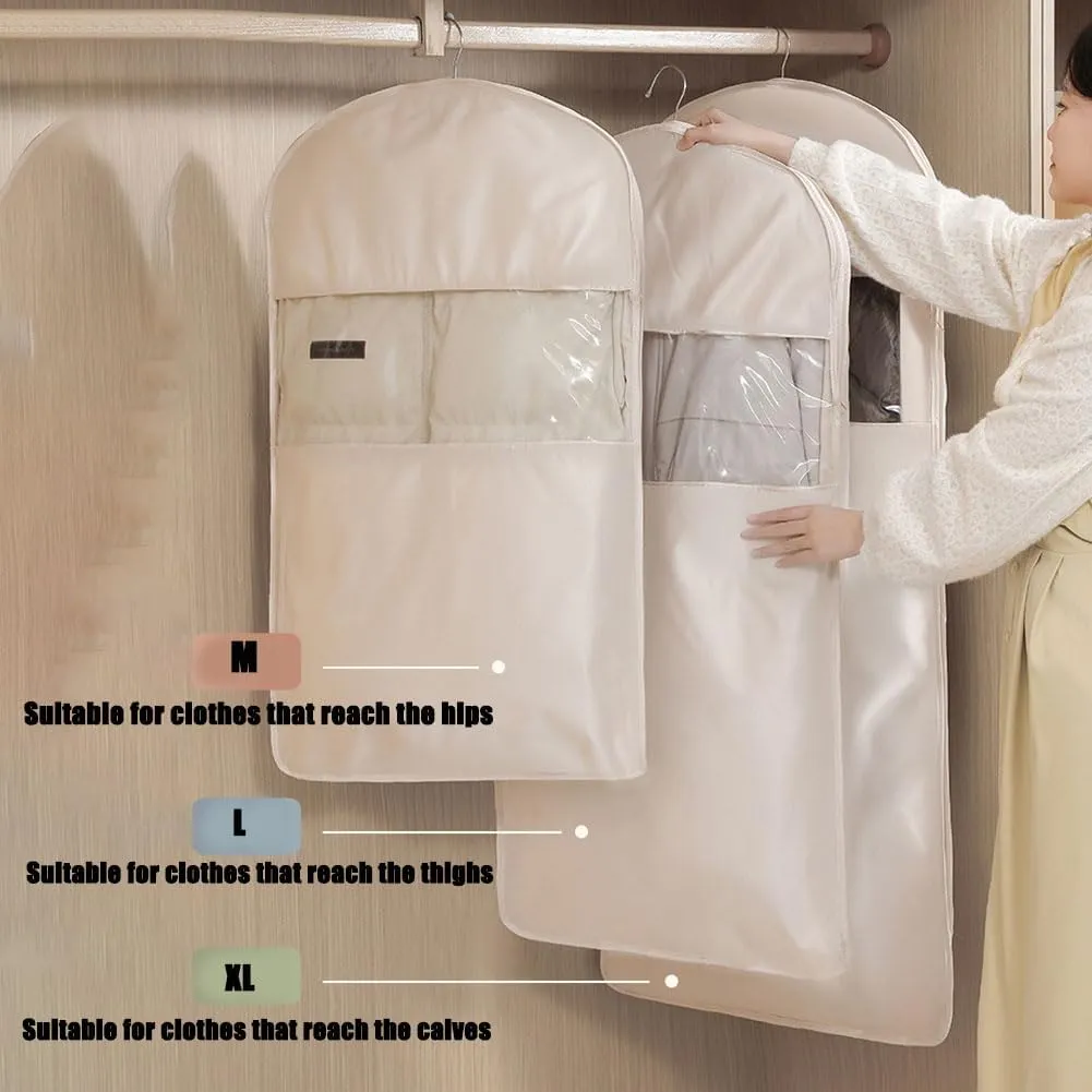 2025 Space Saving Hanging Garment Bag with Self Compression Zipper, Ultra Space Saving Self Compression Hanging Organizer & Protector, Coat Storage Bag Hanging (Gray, M)