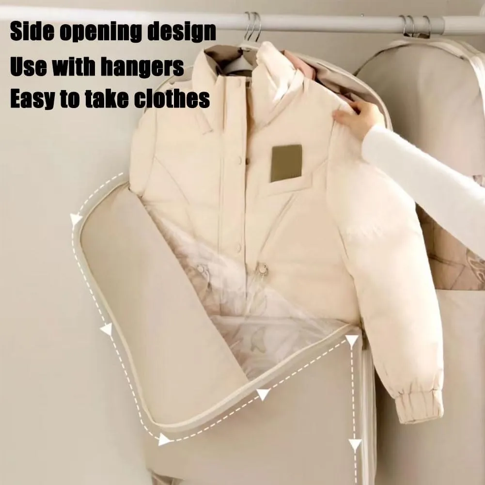 2025 Space Saving Hanging Garment Bag with Self Compression Zipper, Ultra Space Saving Self Compression Hanging Organizer & Protector, Coat Storage Bag Hanging (Gray, M)