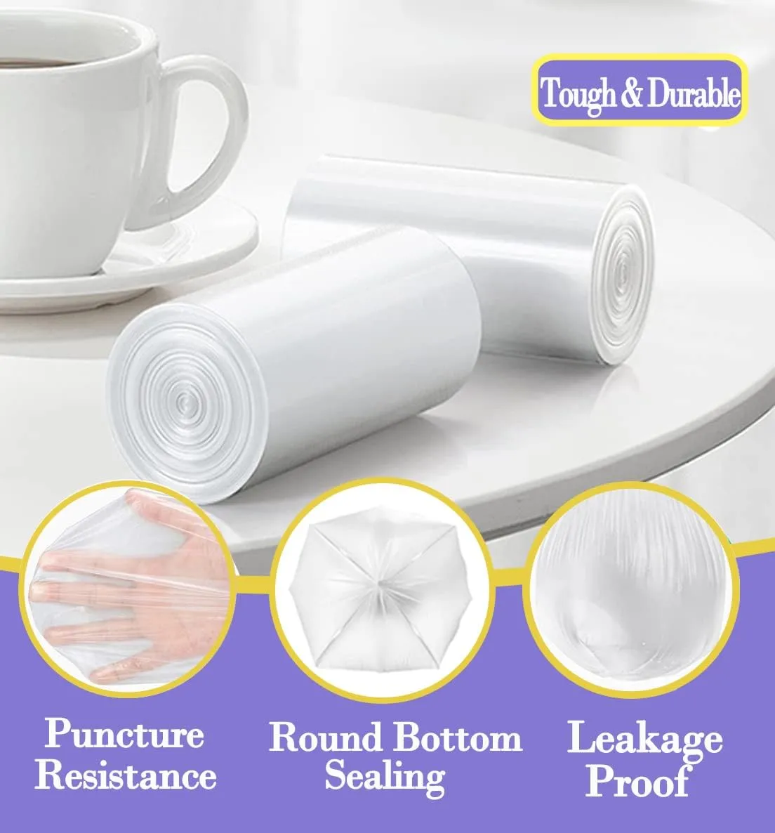 3 Gallon 180pcs Small Clear Trash Bags(Fit 2.6-3.2 Gal) Plastic Strong Clear Garbage Bags,Bathroom Trash Can Bin Liners,Waste Basket Liner,Fit 10-13 Liter, 2.5-2.6 Gallon,3.2Gallon(3-Clear180)