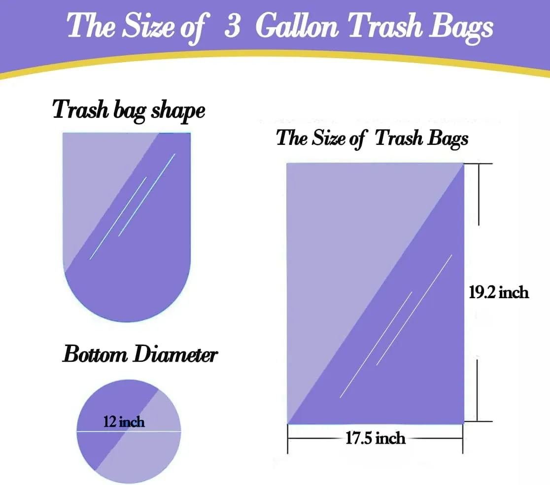 3 Gallon 180pcs Small Clear Trash Bags(Fit 2.6-3.2 Gal) Plastic Strong Clear Garbage Bags,Bathroom Trash Can Bin Liners,Waste Basket Liner,Fit 10-13 Liter, 2.5-2.6 Gallon,3.2Gallon(3-Clear180)