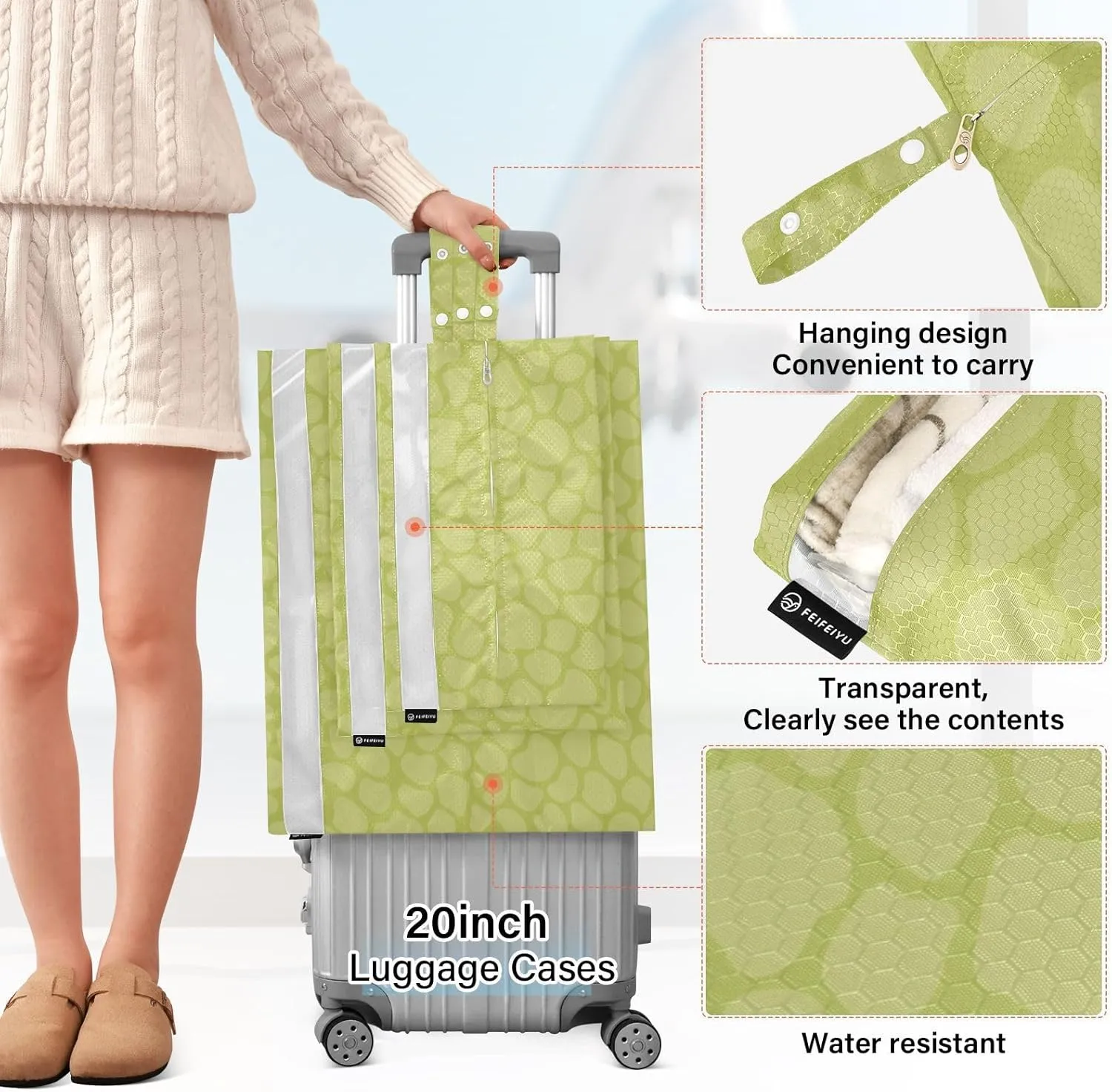 3 Set Travel Packing Cubes For Suitcases, Dinosaur Skin, Stackable, Garment Bag Closet Storage, Luggage Space Saver, Luggages Management Personnel