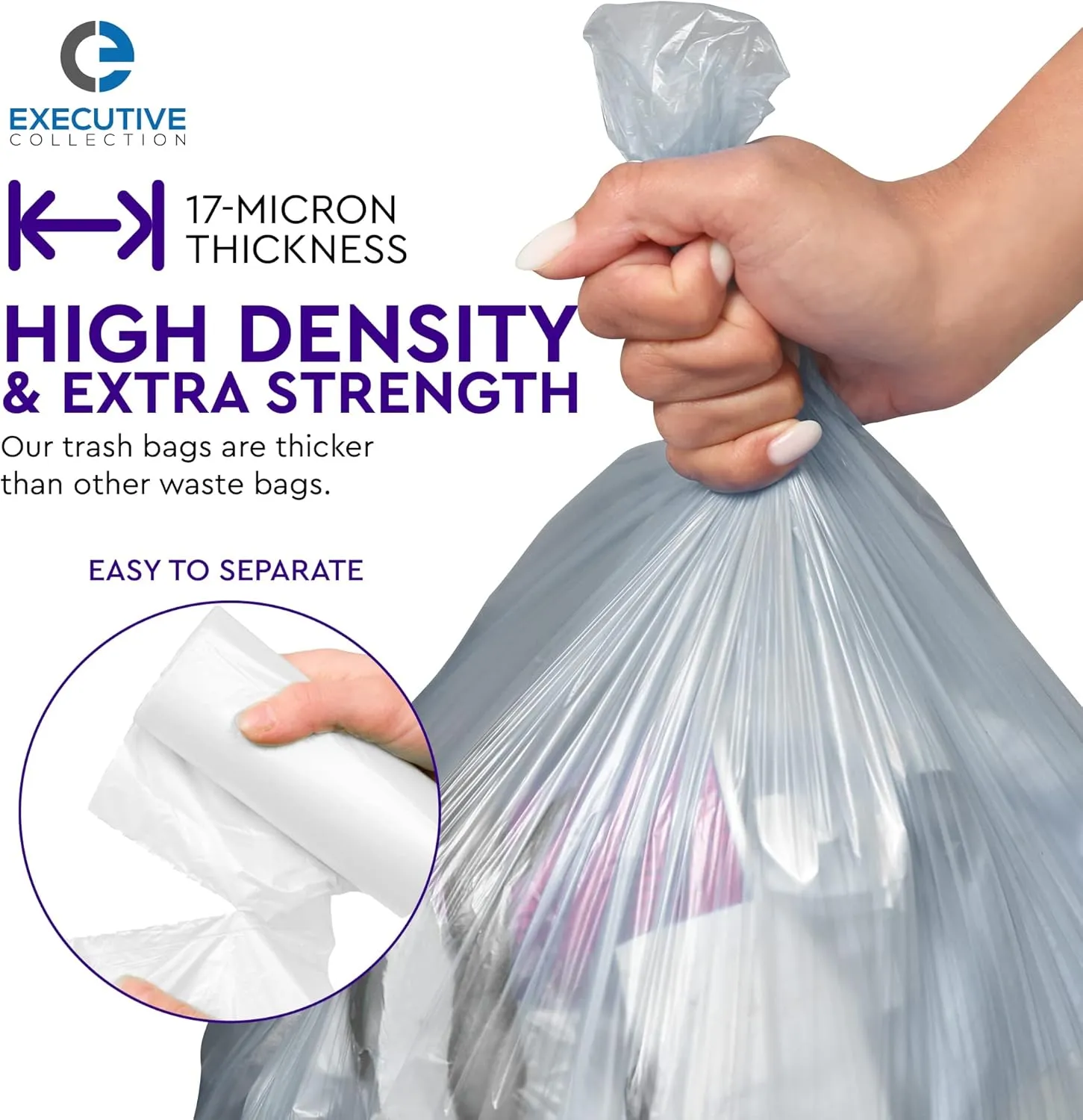 33 Gallon Trash Bags - 250 Count - 33" x 40" Clear Plastic Garbage Bags Tall Can Liners - Cleaning Products for Home, Office Bulk Trash, Light Residential or Commercial Waste, Indoor and Outdoor Use