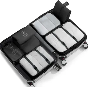 7 Set Packing Cubes for Suitcases,Packing Cube with Shoe, Cosmetics, Clothing, and Accessories Bags Packing Cubes for Travel Luggage Organizer Women Men(Black)