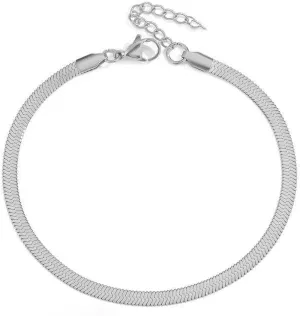 8 Inch Vintage Snake Chain18k White Gold Plated Stainless Steel Anklet