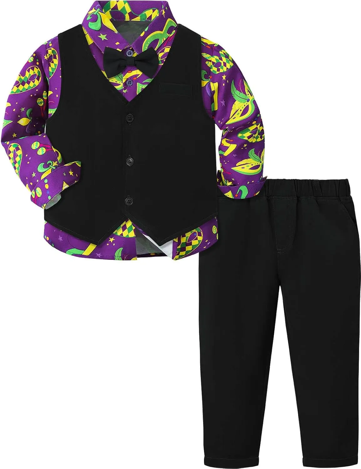 A&J DESIGN Baby Toddler Boys Gentleman Suit Set, 3pcs Outfits Shirts & Vest & Pants
