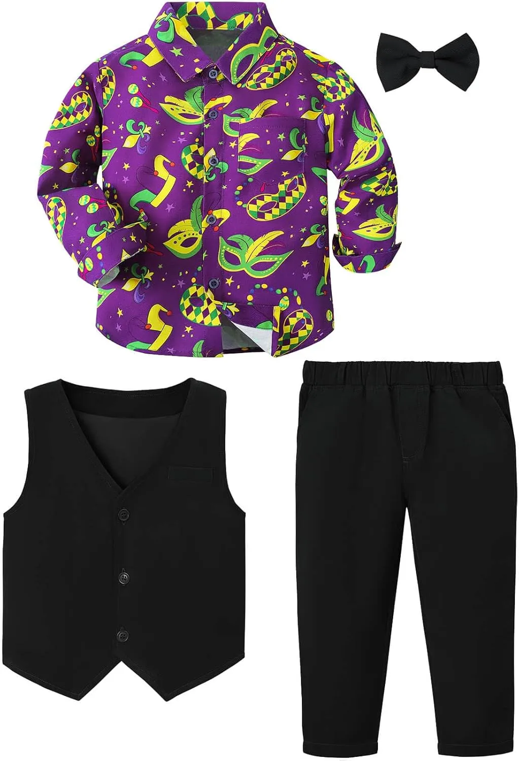 A&J DESIGN Baby Toddler Boys Gentleman Suit Set, 3pcs Outfits Shirts & Vest & Pants