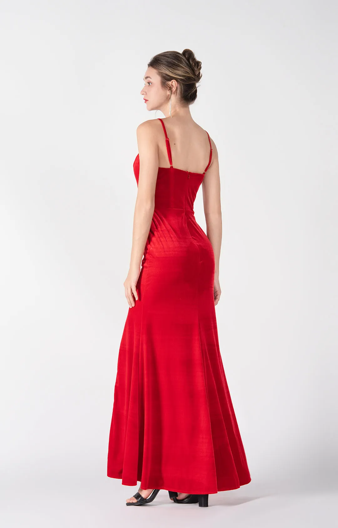Adjustable Straps Side Slit Warp Hip Mermaid