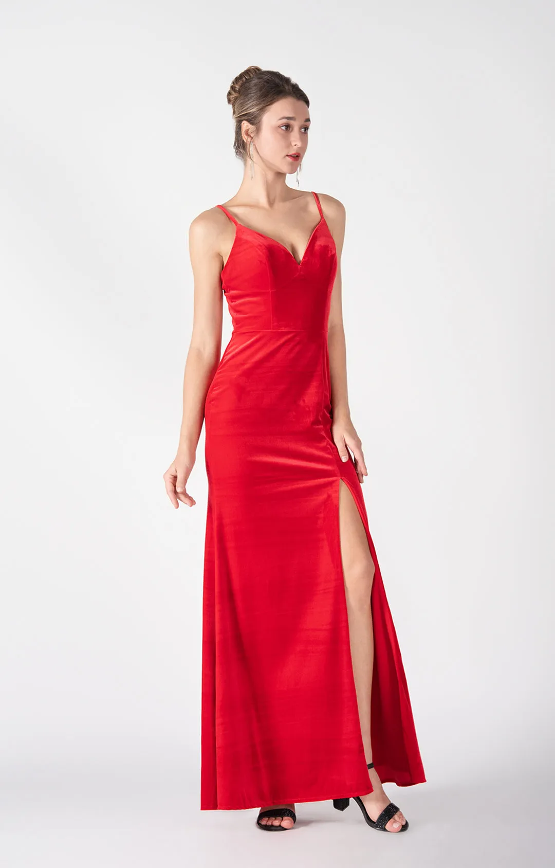 Adjustable Straps Side Slit Warp Hip Mermaid