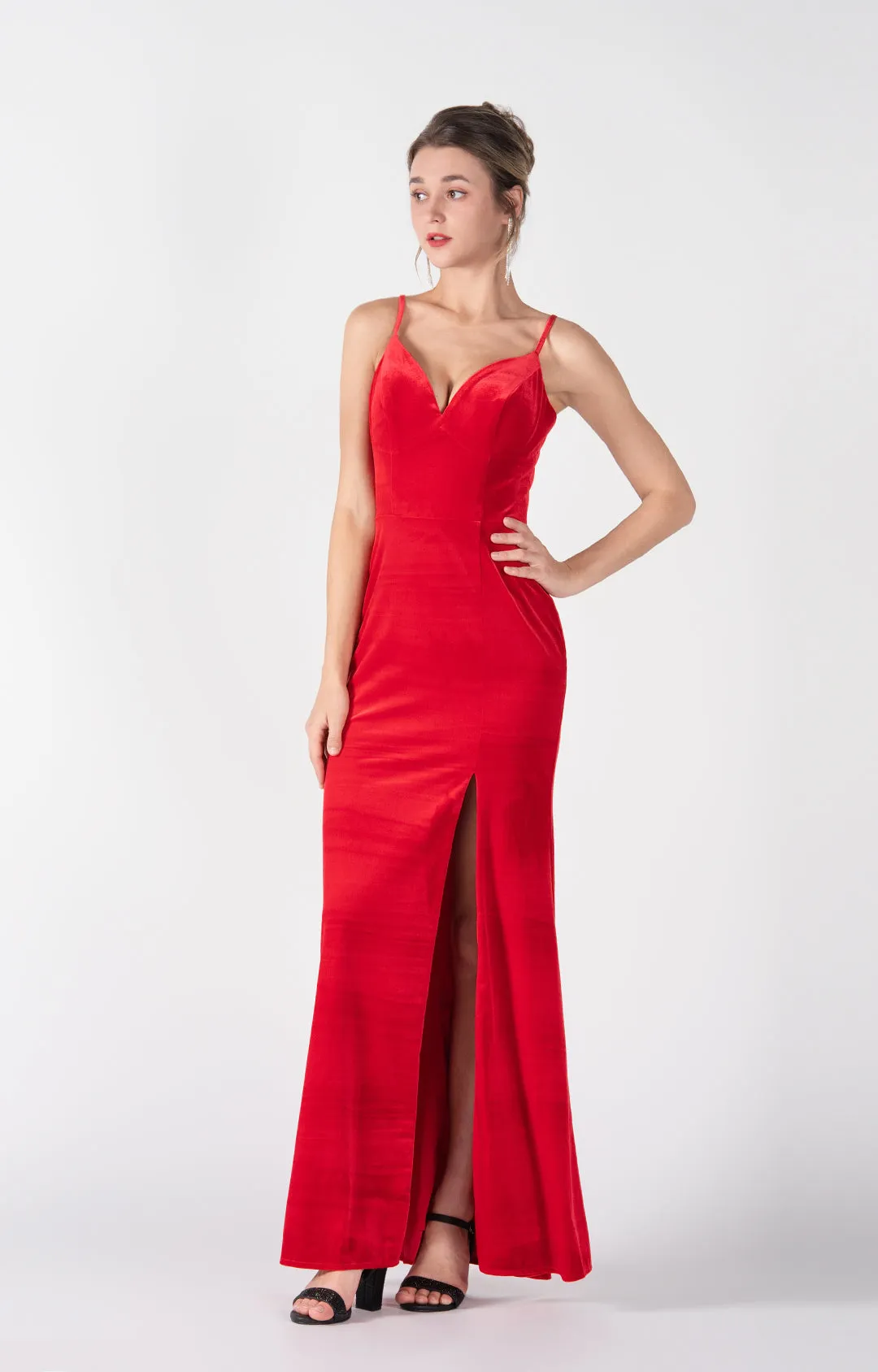 Adjustable Straps Side Slit Warp Hip Mermaid