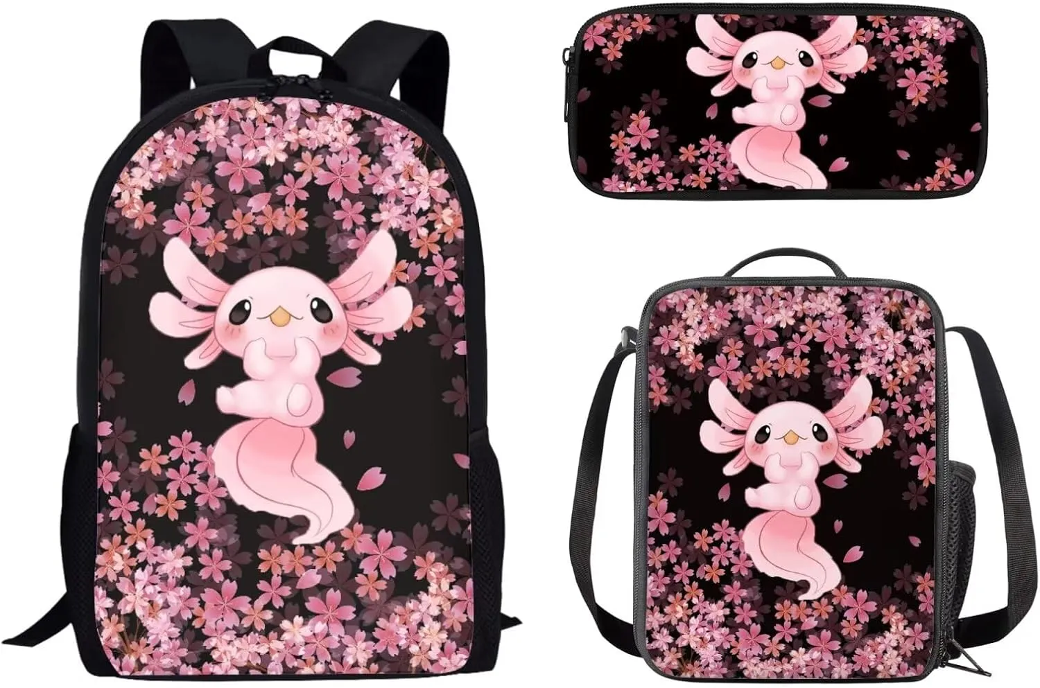 AFPANQZ Kids Backpack 3 Pieces Set Large Capacity School Bags with Heat Insulated Lunch Bags Small Pencil Bags 3 Pack