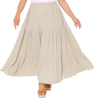 Agnes Orinda Plus Size Women's Swing Maxi Skirt Elastic High Waist Boho Flowy Casual Aline Long Beach Skirts