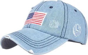 American Flag Baseball Caps Embroiderred USA Flag Patriotic Dad Hat Adjustable Trucker Hats for Men Women