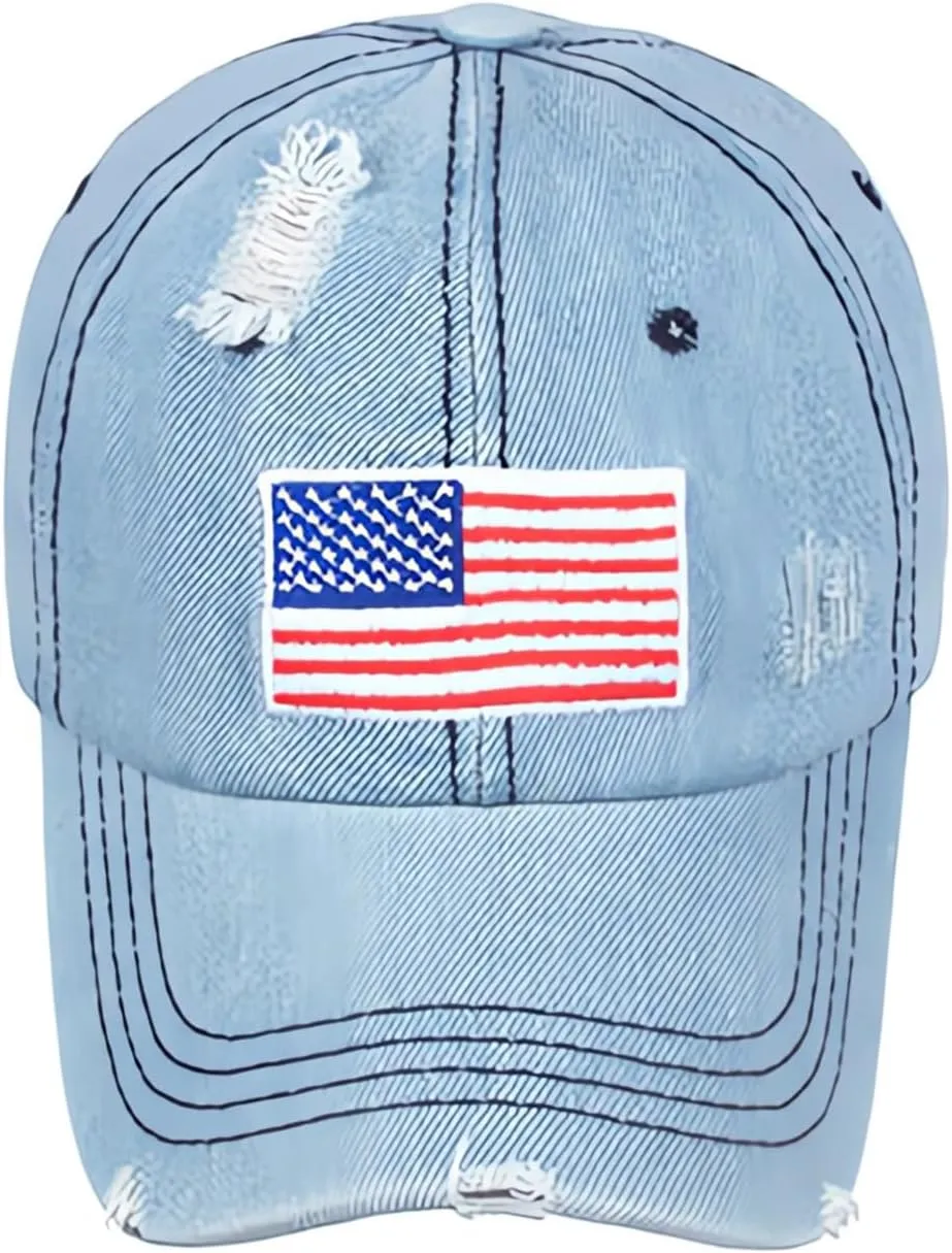 American Flag Baseball Caps Embroiderred USA Flag Patriotic Dad Hat Adjustable Trucker Hats for Men Women