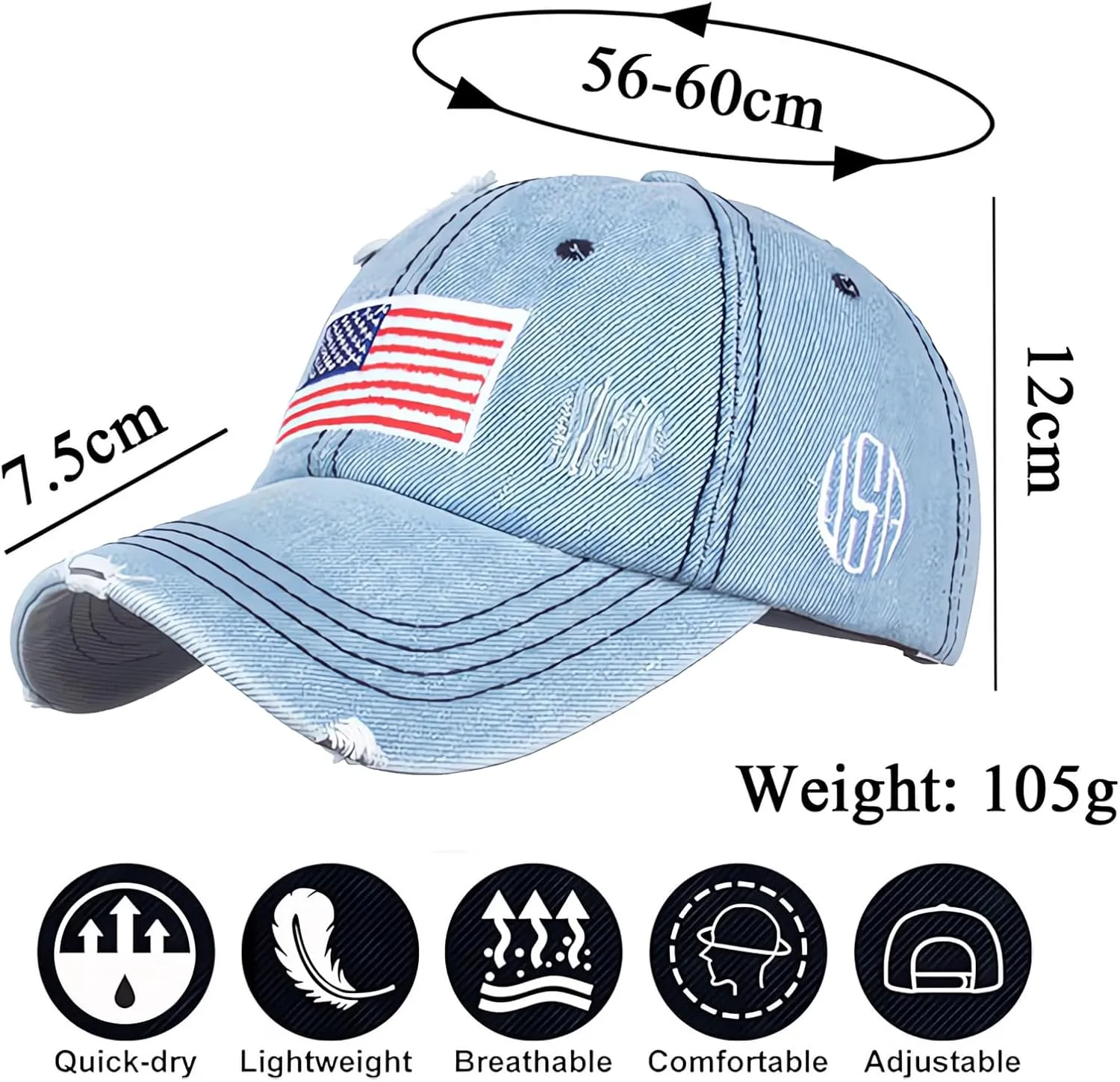 American Flag Baseball Caps Embroiderred USA Flag Patriotic Dad Hat Adjustable Trucker Hats for Men Women