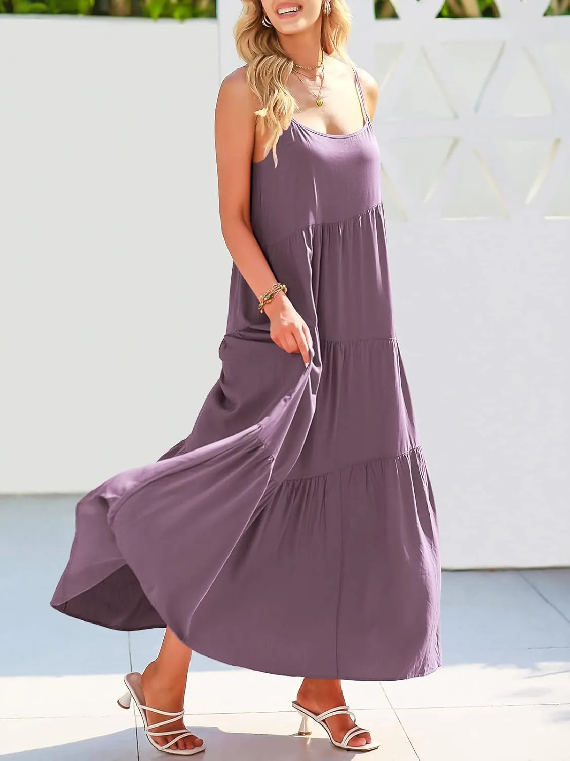ANRABESS Women Summer Casual Loose Sleeveless Sundress Spaghetti Strap Flowy Boho Linen Beach Vacation Maxi Long Dress