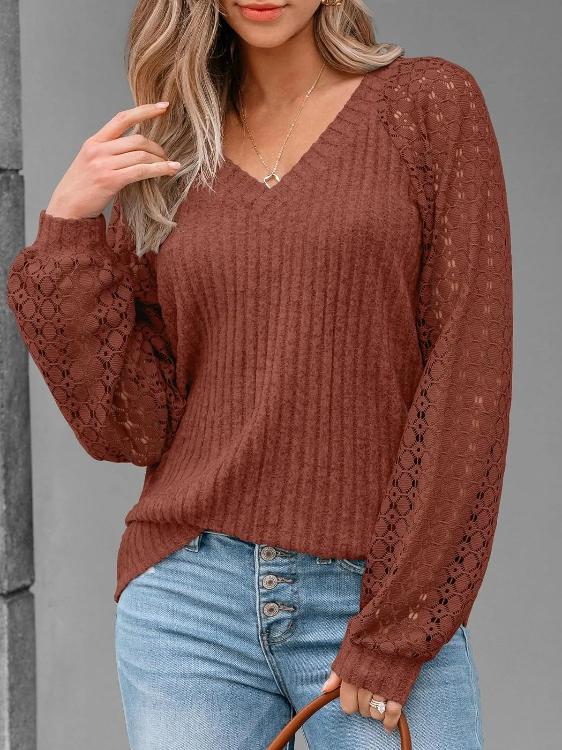 AUTOMET Women Long Sleeve Shirts Fall Lace Tops 2025 V Neck Sweaters Dressy Casual Business Winter Fashion Tunic Blouses