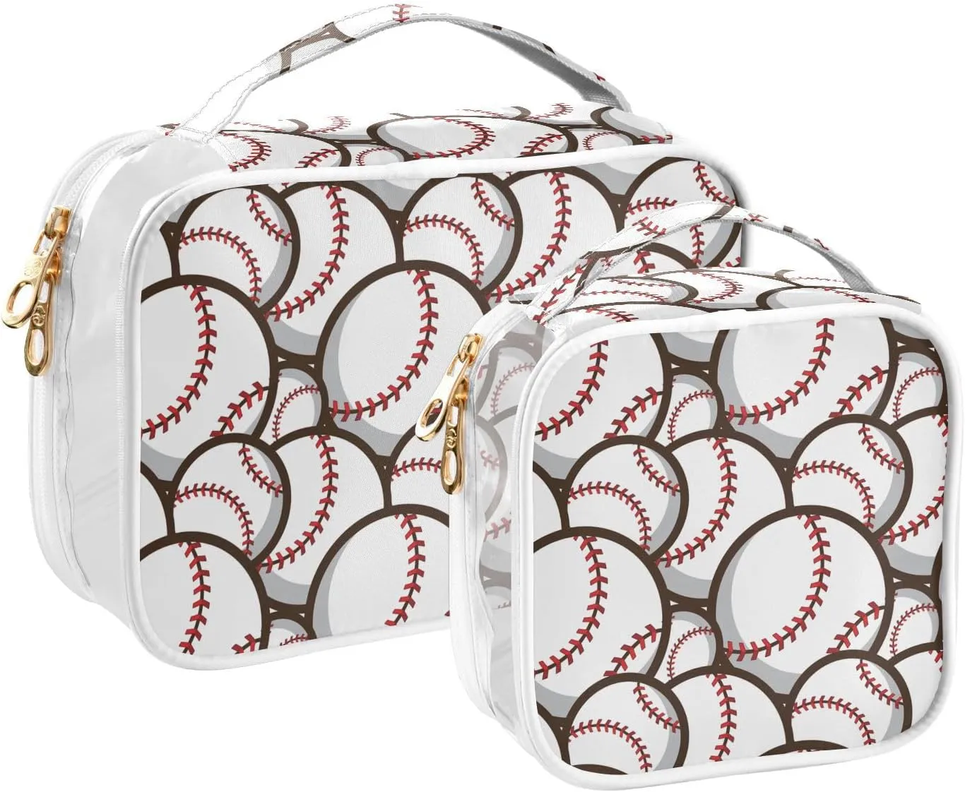 Baseball Travel Toiletry Bag Clear Makeup Bag 2 Pack Large Capacity Cosmetic Bag Travel Organizer for Men Women Cosmetics Toiletries Brushes Tools