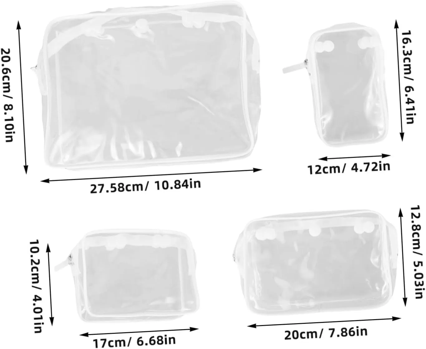 Beaupretty 4pcs Transparent Travel Storage Bags for Toiletries Makeup Clear Zipper Pouches with Ample Space Durable Plastic for Organizing Essentials Visibility