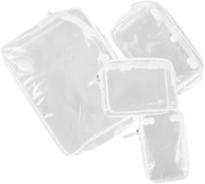 Beaupretty 4pcs Transparent Travel Storage Bags for Toiletries Makeup Clear Zipper Pouches with Ample Space Durable Plastic for Organizing Essentials Visibility