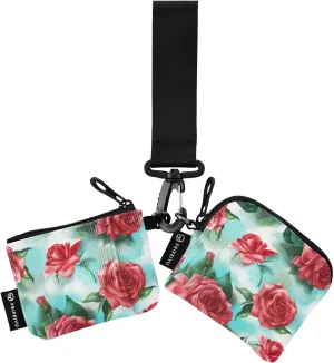 Beautiful Red Rose Flower Wristlet Keychain Wallets for Women Portable Small Coin Purse
