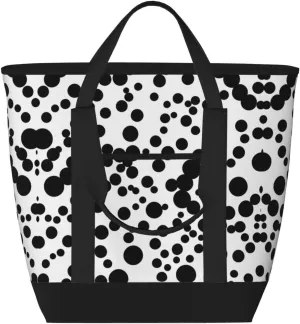 Black & White Big Dot Women's tote bags and reusable women's beach bags are suitable for travel insulation and cooling bags.