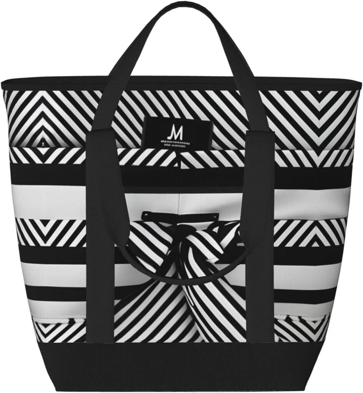 Black White Stripe Women's tote bags and reusable women's beach bags are suitable for travel insulation and cooling bags.