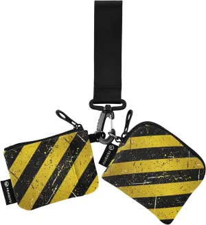 Black Yellow Stripe Wristlet Keychain Wallets for Women Portable Small Coin Purse