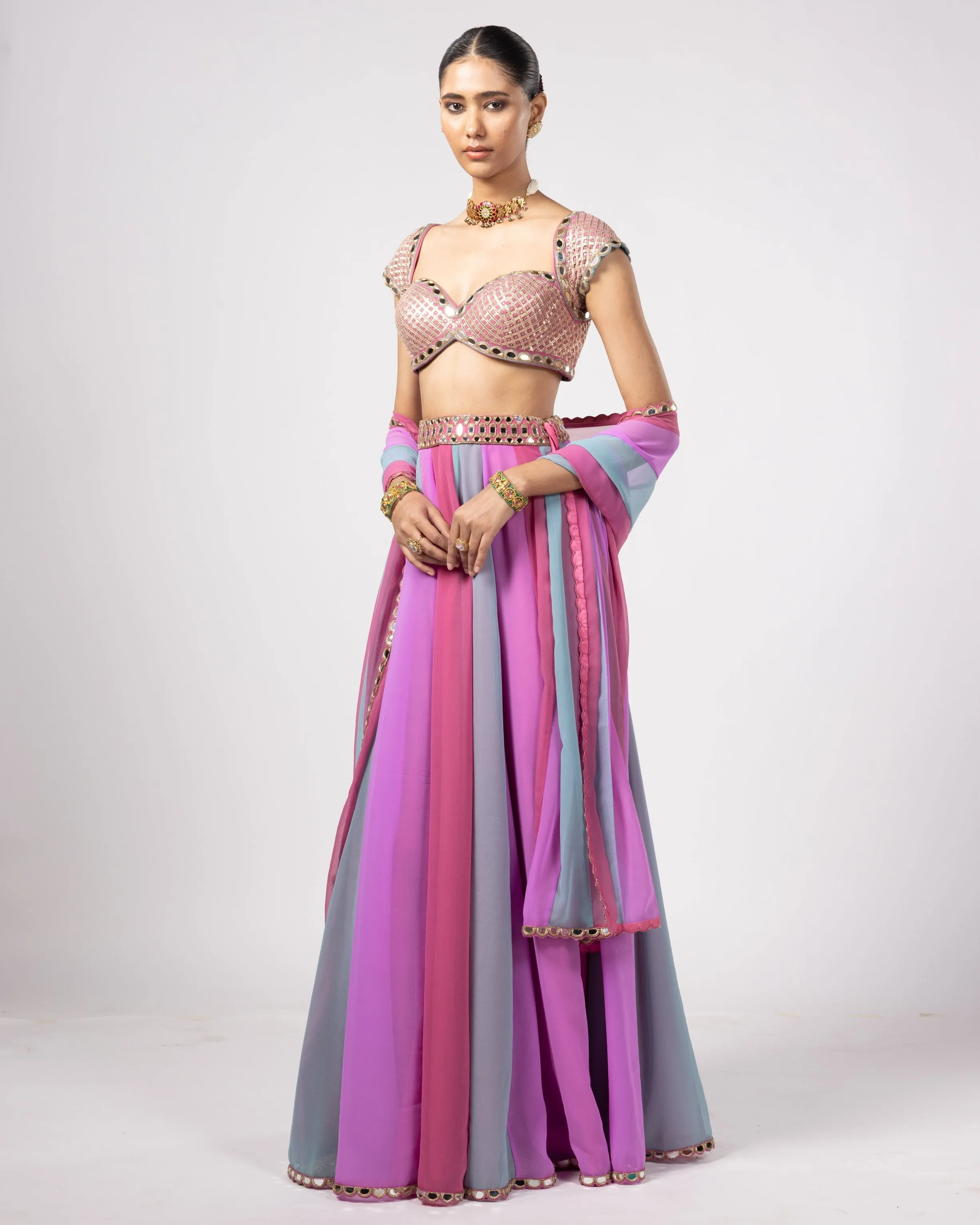 Blush Aqua Lehenga Pants Set