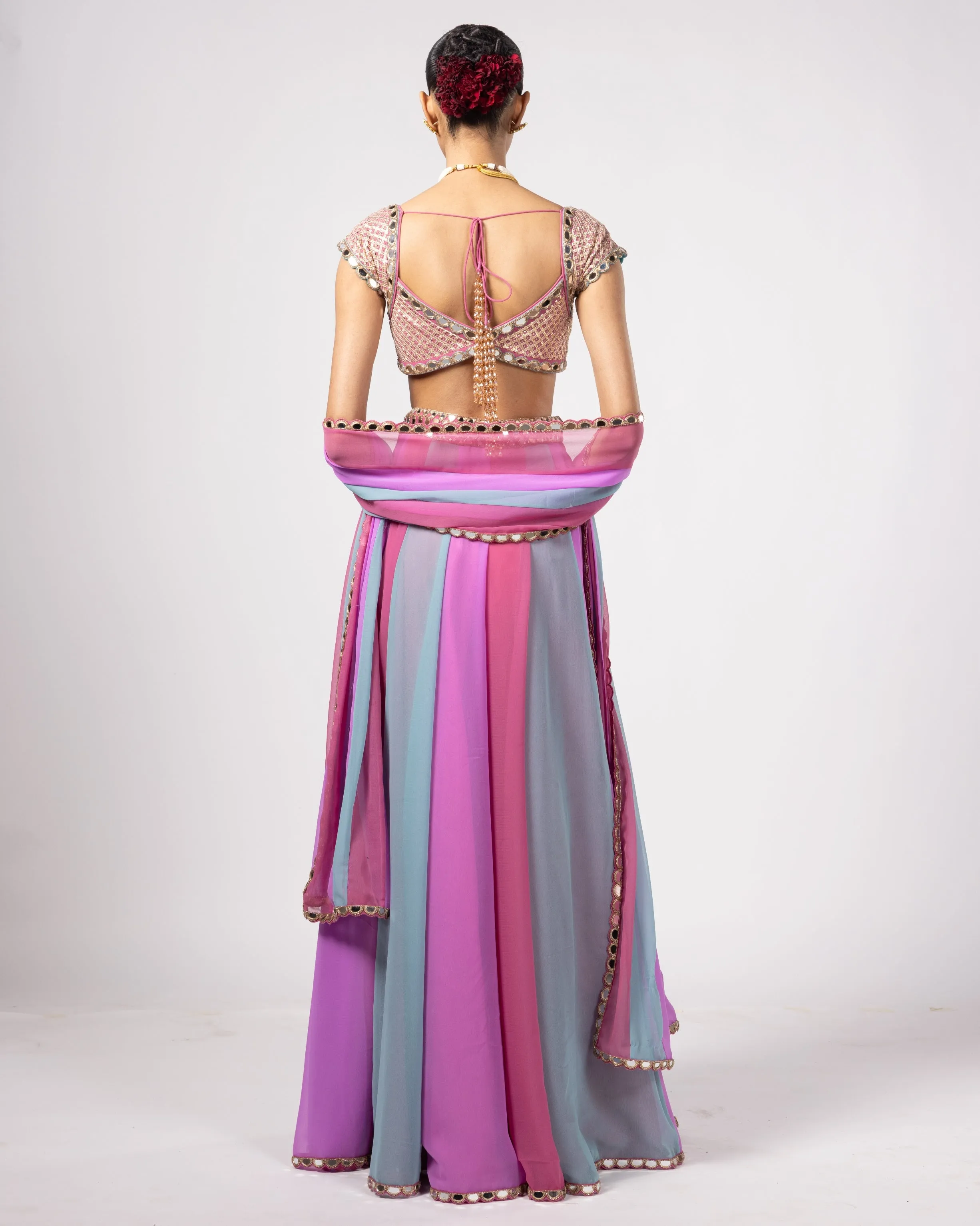 Blush Aqua Lehenga Pants Set
