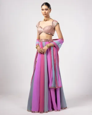 Blush Aqua Lehenga Pants Set
