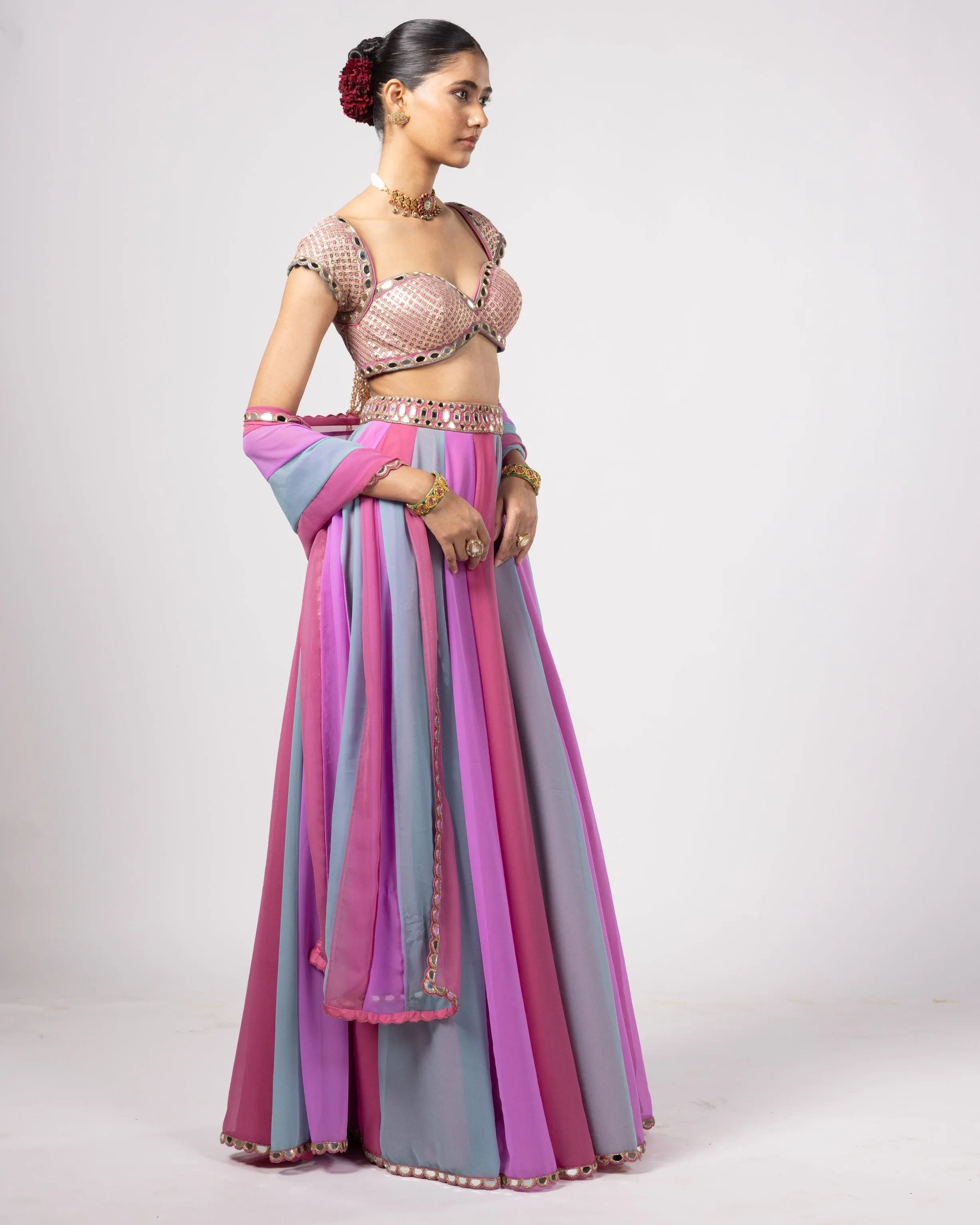 Blush Aqua Lehenga Pants Set